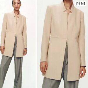 ZARA Long Blazer Dress Coat Cream